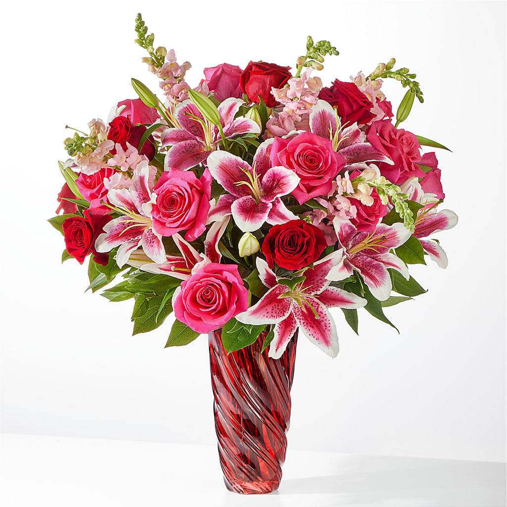 Always You Bouquet with Luxe Swirl Vase – Blue Ridge Flowers, Blue Ridge GA
