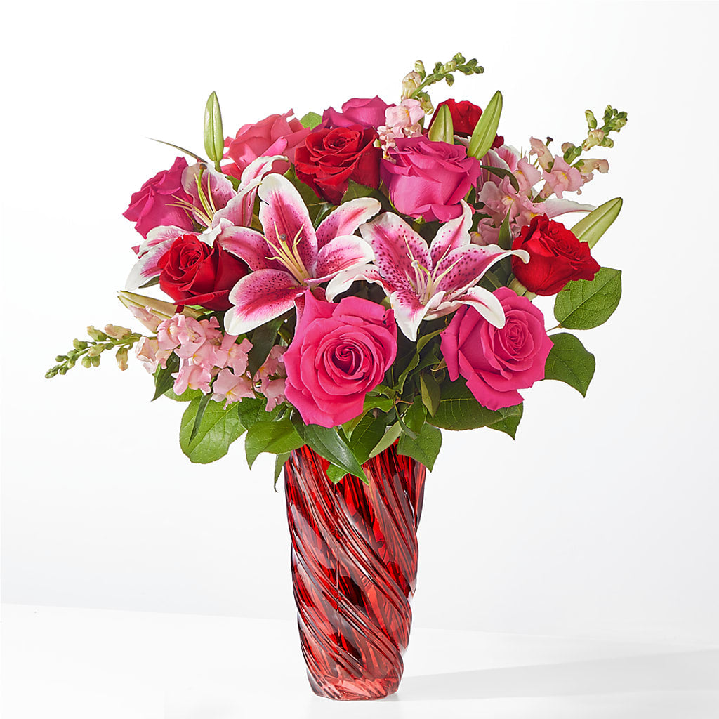 Always You Bouquet with Luxe Swirl Vase – Blue Ridge Flowers, Blue Ridge GA