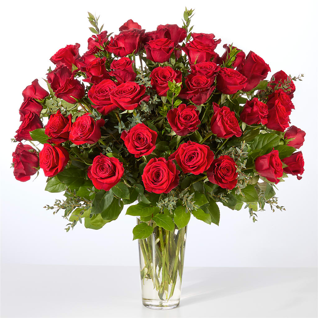 Forever Yours Fifty Stem Red Rose Bouquet –  Blue Ridge Flowers, Blue Ridge GA